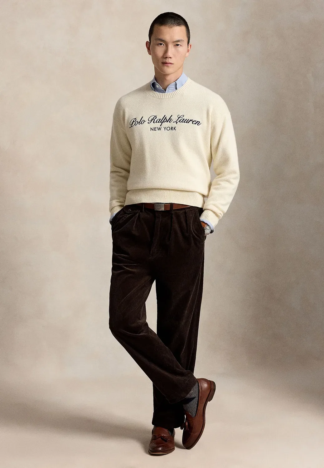 Свитер-Джемпер свободного кроя из шерсти и хлопка Polo Ralph Lauren, Andover Cream — фото 2