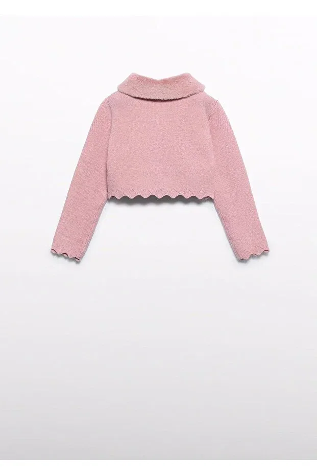Детский кардиган для девочек с меховым воротником Abel & Lula, Pink — фото 3