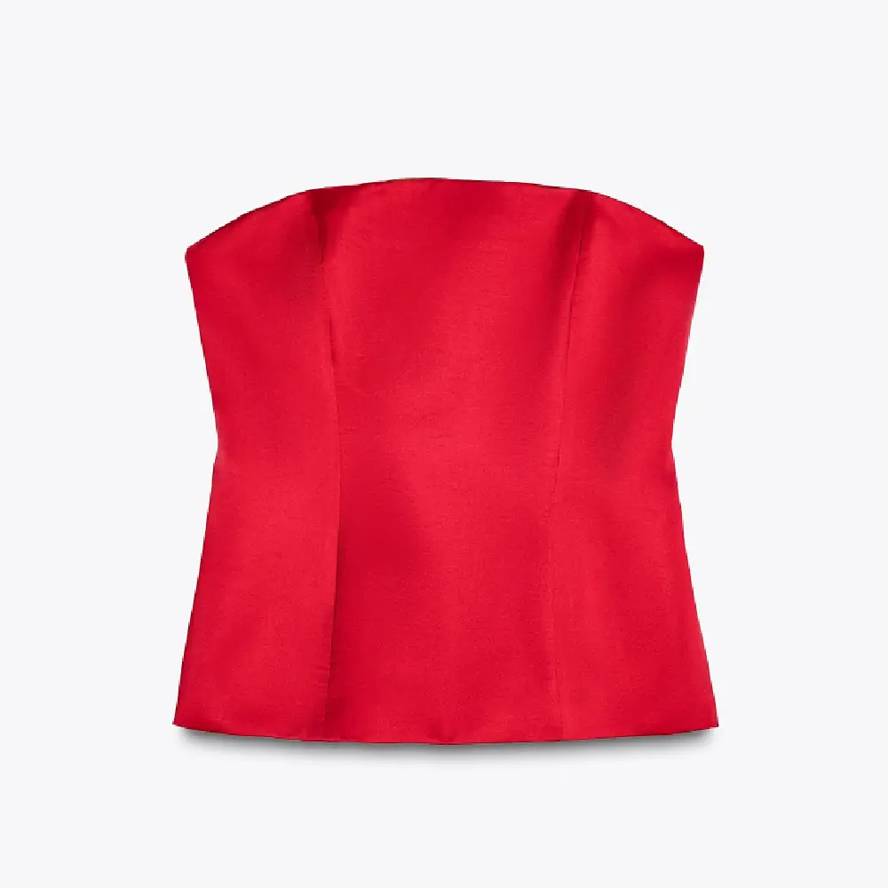 

Топ Zara Satin Off-the-shoulder, красный
