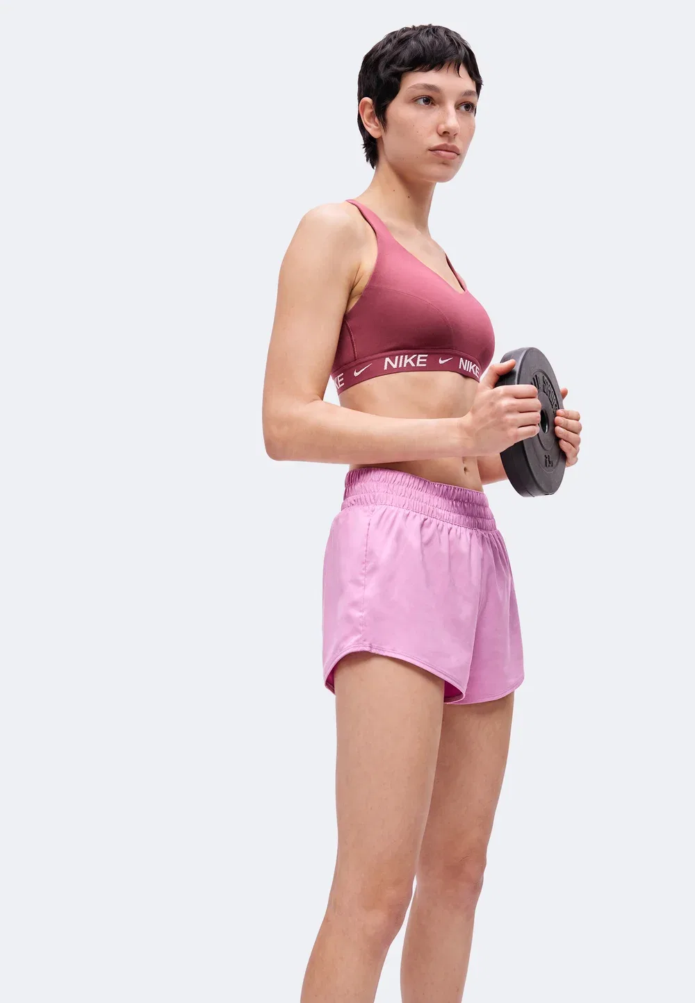 W nk one df mr 3in br short - спортивные шорты Nike Performance, Light Magenta/White — фото 4