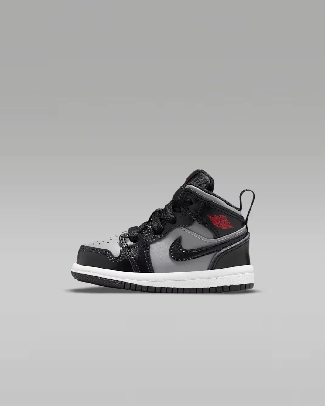 Обувь для младенцев/малышей Jordan 1 Mid, Black/Particle Grey/White/Gym Red