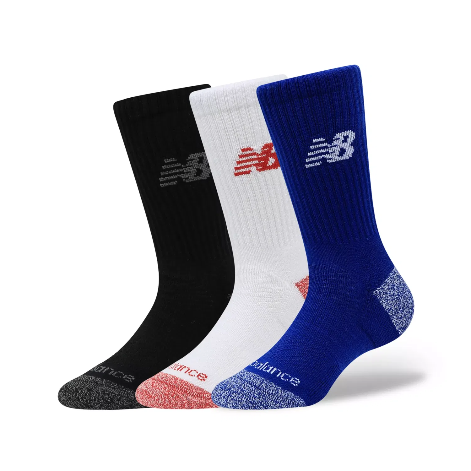 Детские спортивные носки 3 пары с подкладкой New Balance, Royal Blue With White