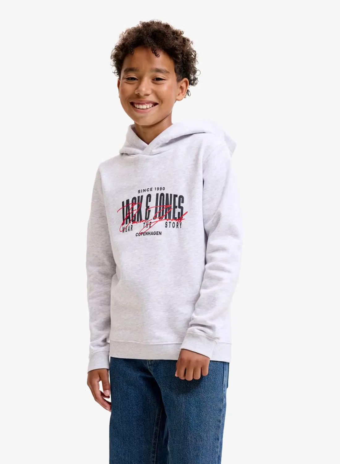 Худи с принтом Youth Jack & Jones Junior, белый меланж