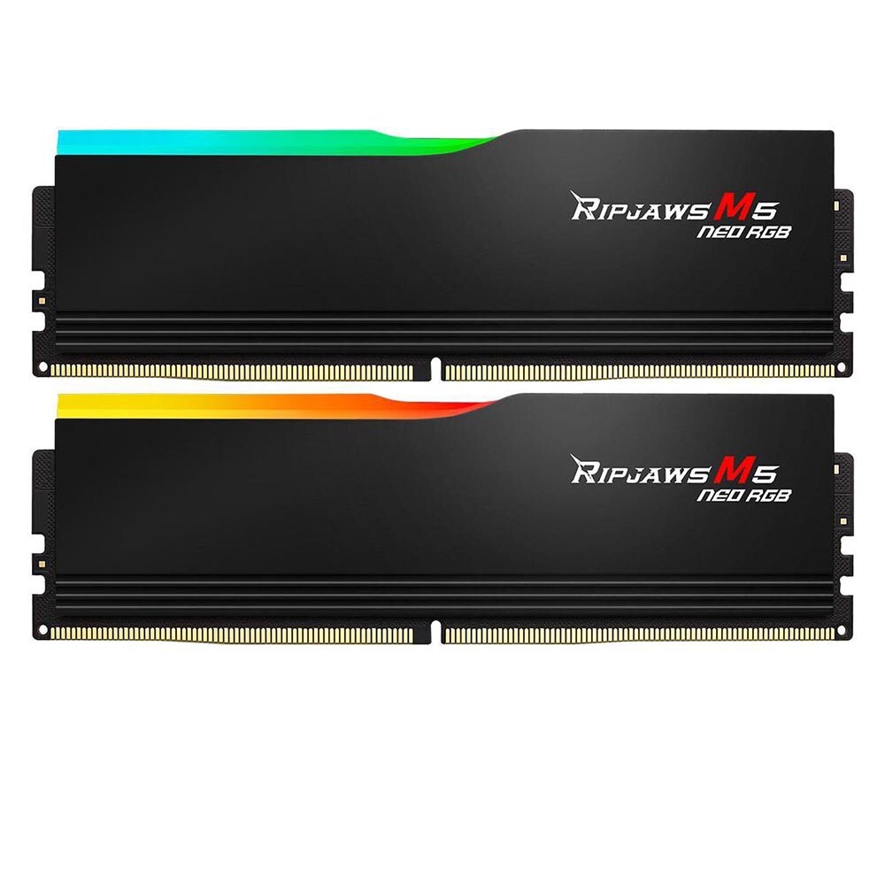 

Оперативная память G.SKILL Ripjaws M5 Neo RGB, 64 Гб (2 х 32Гб), DDR5, 6000 МГц, F5-6000J3636F32GX2-RM5NRK, черный