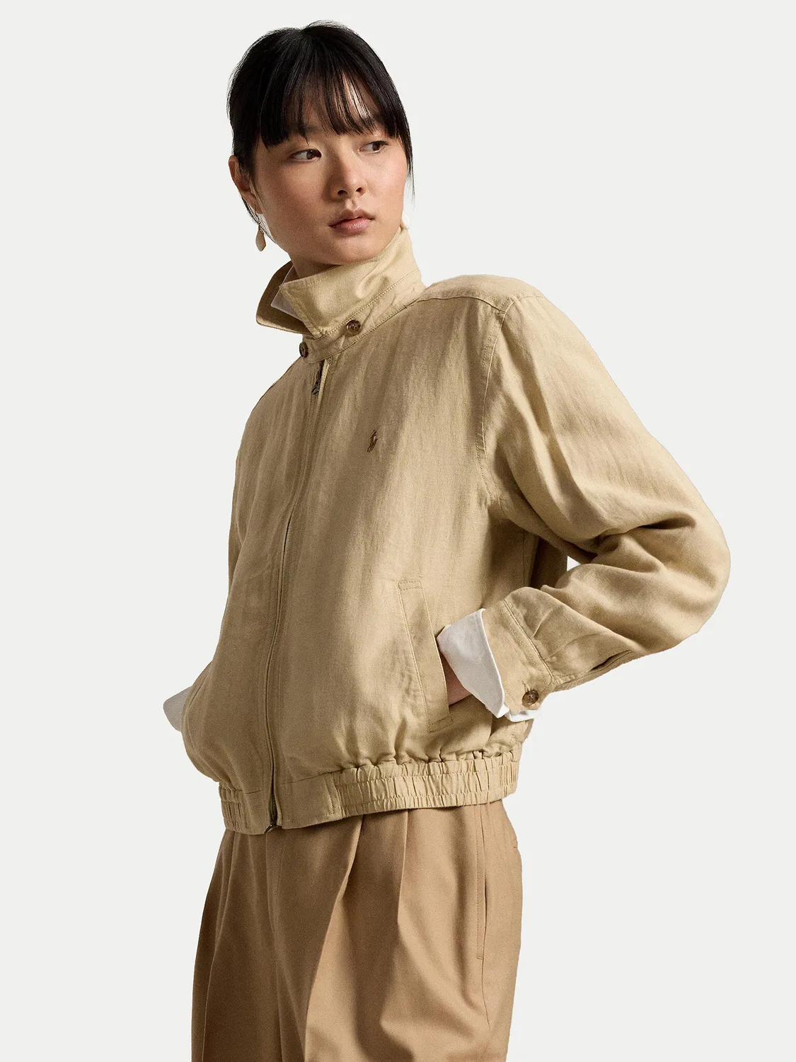 Женская демисезонная куртка свободного кроя Polo Ralph Lauren, светло-бежевый