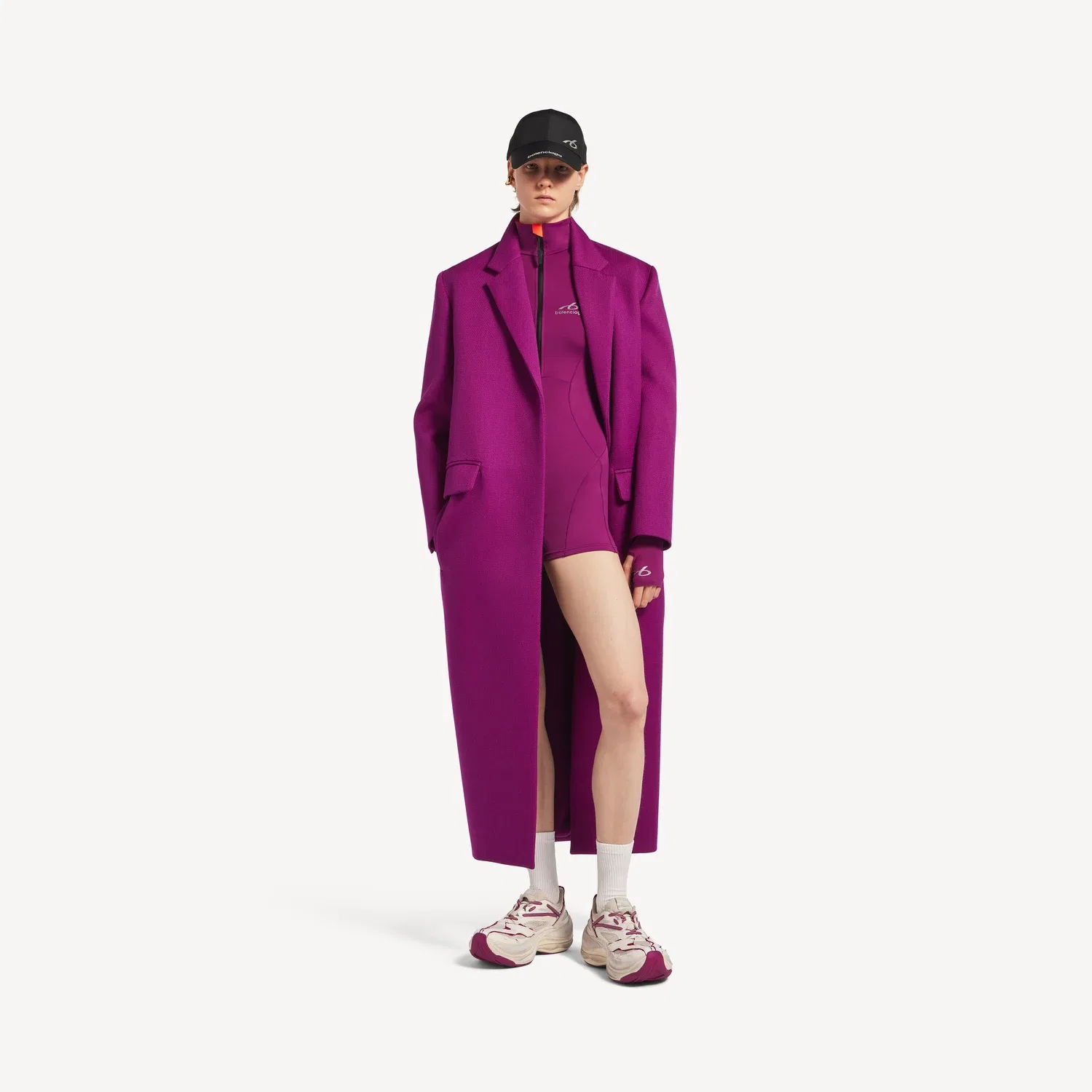 Боди с длинными рукавами, фиолетово-оранжевый, Balenciaga, фиолетовый — фото 2