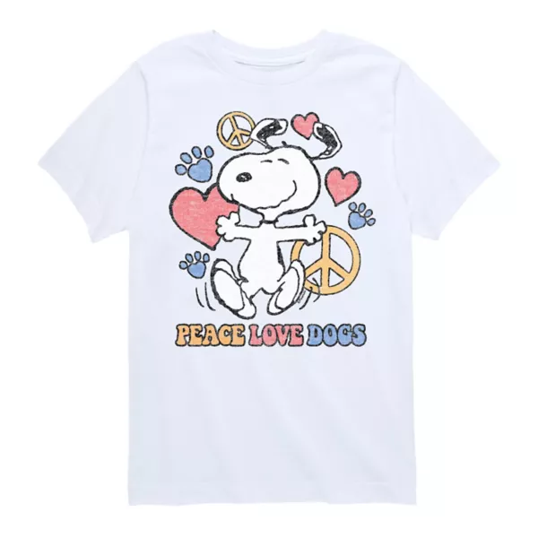

Футболка с рисунком "Peace Love Dogs" для мальчиков 8-20 лет Licensed Character, белый