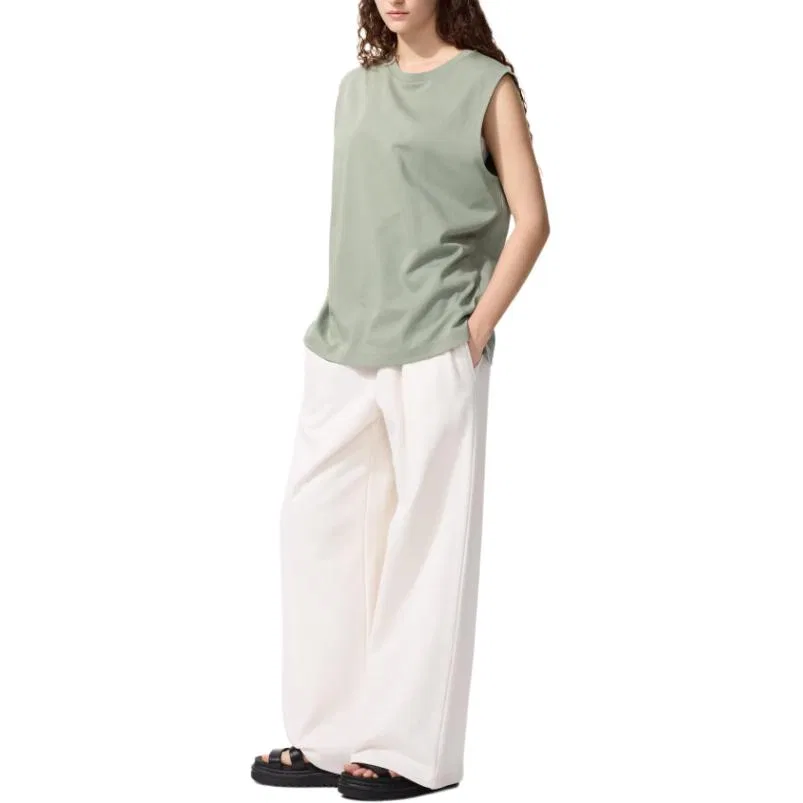 Женская майка-безрукавка AIRism с круглым вырезом, Green, UNIQLO — фото 4