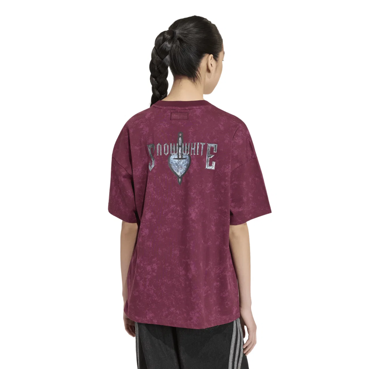 Детская футболка оверсайз с принтом Disney Villains adidas, Maroon — фото 2