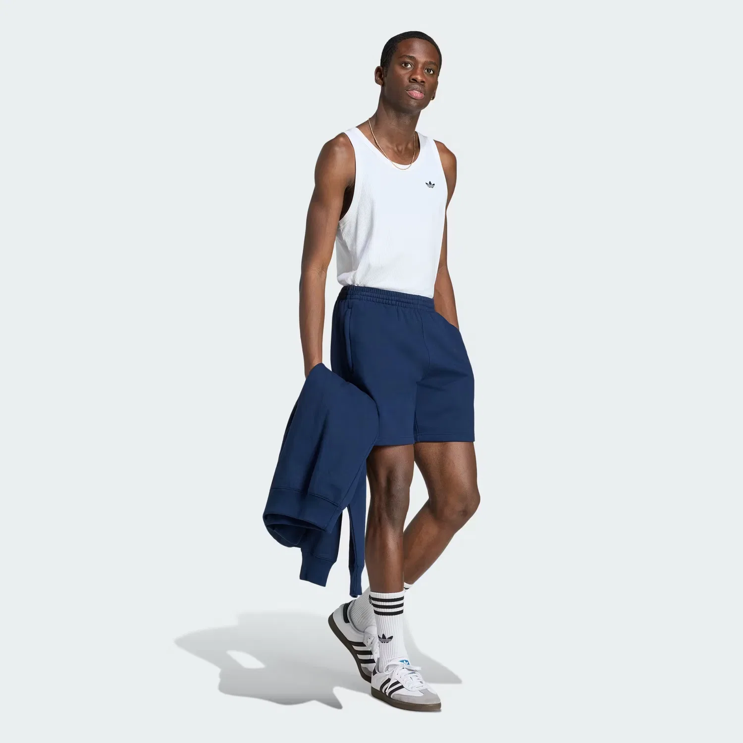 Мужские шорты из флиса Trefoil Essentials 7 Inch Adidas Originals, темно-синий — фото 3