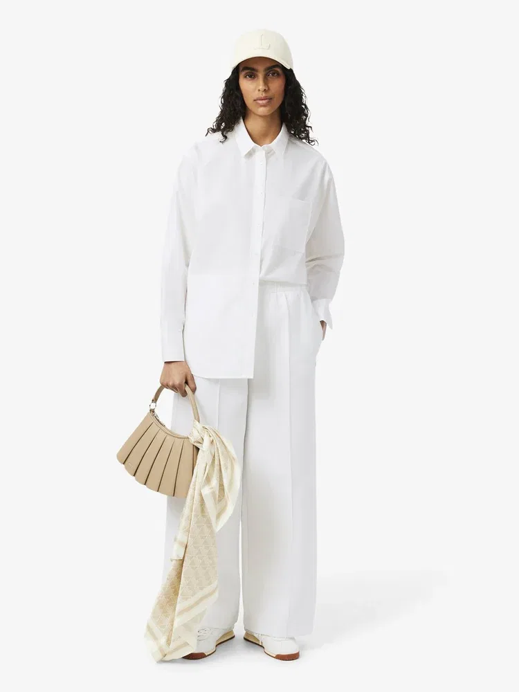 Рубашка оверсайз LACOSTE White, Классическая модель, Белый — фото 4