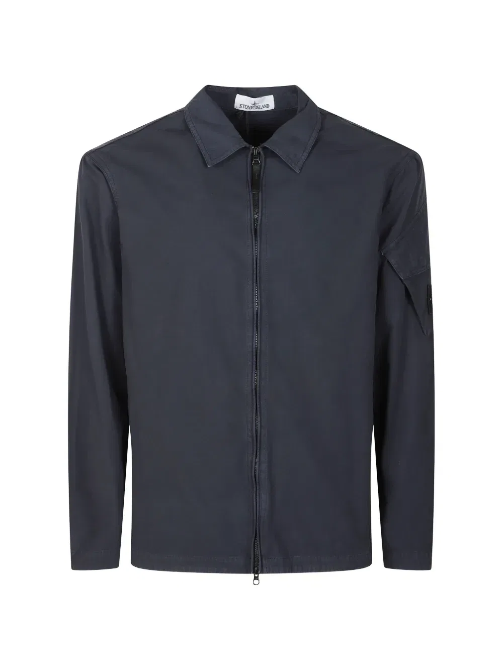 Рубашка на молнии с логотипом-нашивкой Stone Island, синий