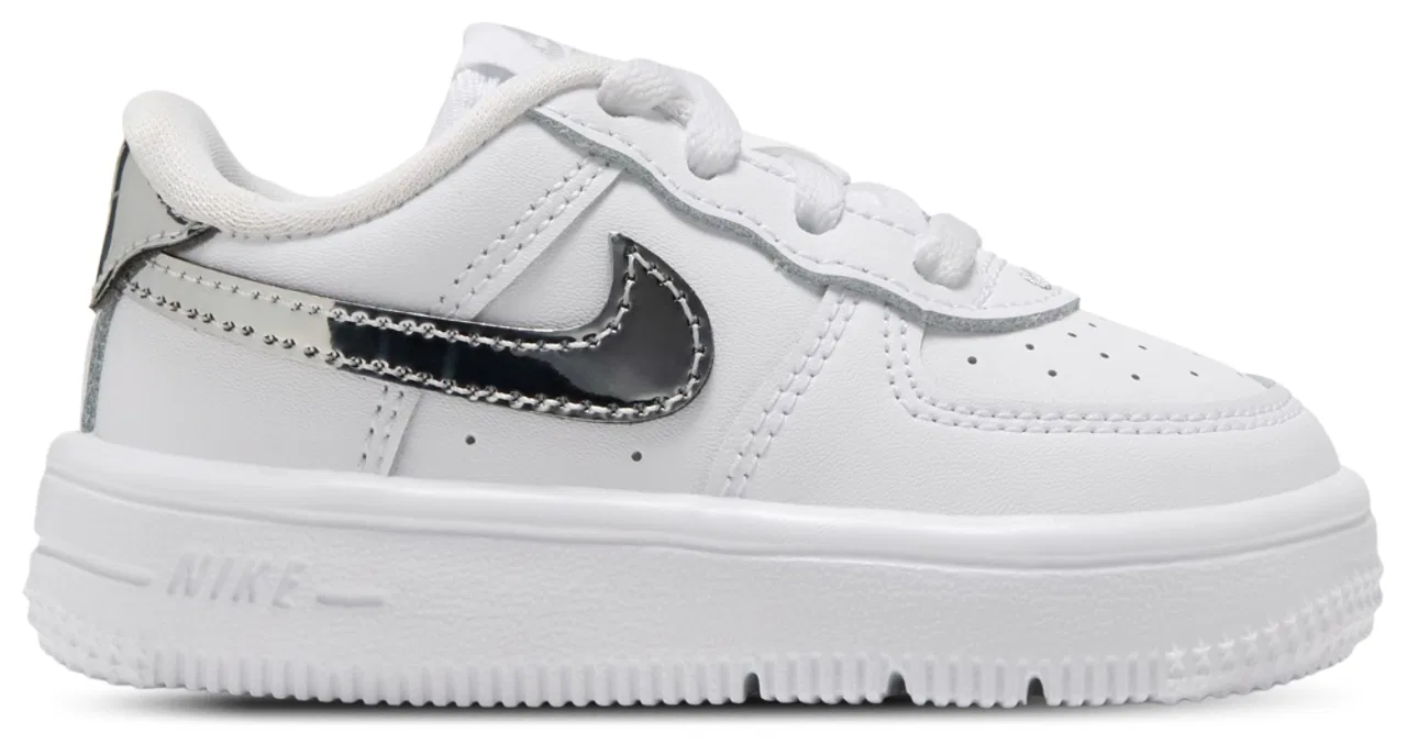Детские кроссовки для девочек с классической шнуровкой Nike Air Force 1 Low Lace, белый/черный/серебристый