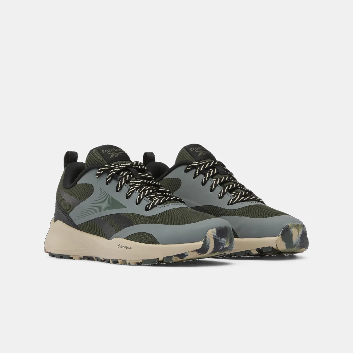 Детские кроссовки для мальчиков с принтом Energen Run Reebok, Gritgreen Darkfog Classicbeige — фото 4