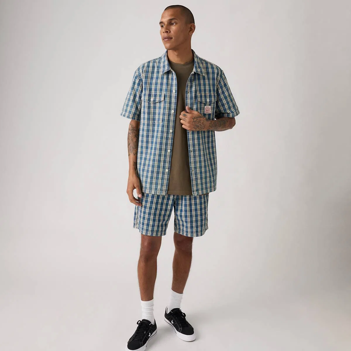 Рабочие мужские шорты Pull-On длиной 7 дюймов Levi's, Summer Check - Medium Wash