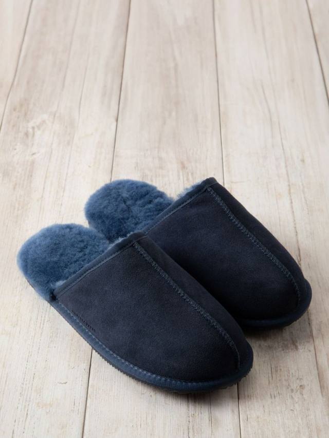 Замшевые тапочки из овчины мула Chelsea Peers, темно-синий — фото 3