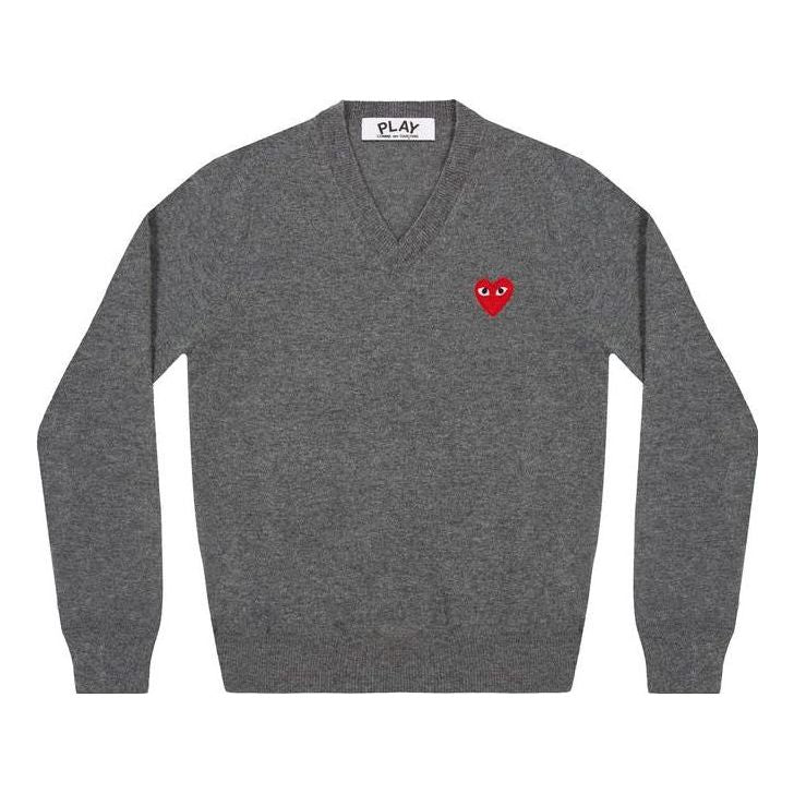 

Свитер COMME des GARCONS PLAY V-Neck L/S T-shirt Red Emblem 'Grey', серый