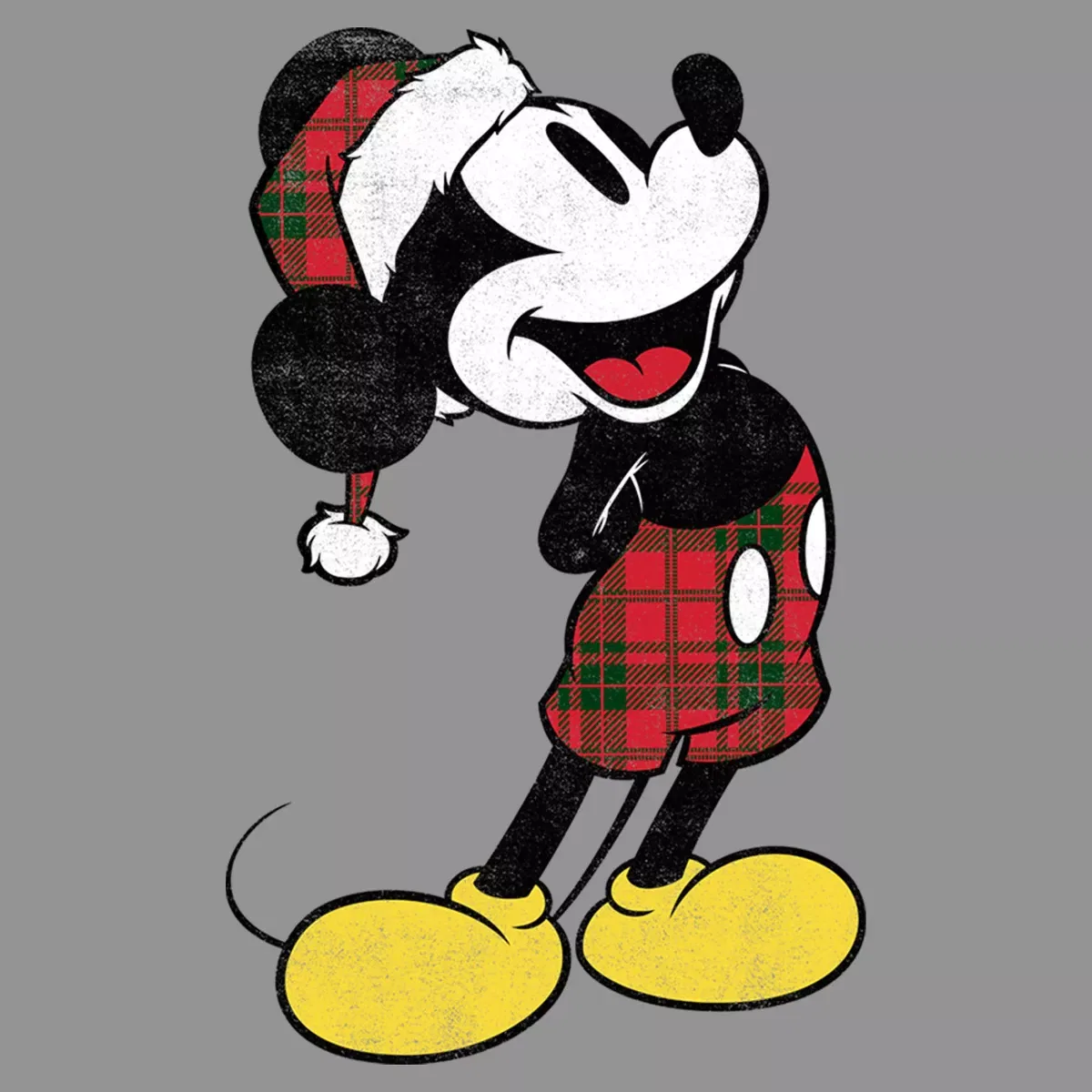 Детский свитшот для мальчиков с принтом Mickey & Friends Christmas Plaid Distressed Portrait Mickey Mouse & Friends, Athletic Heather — фото 2