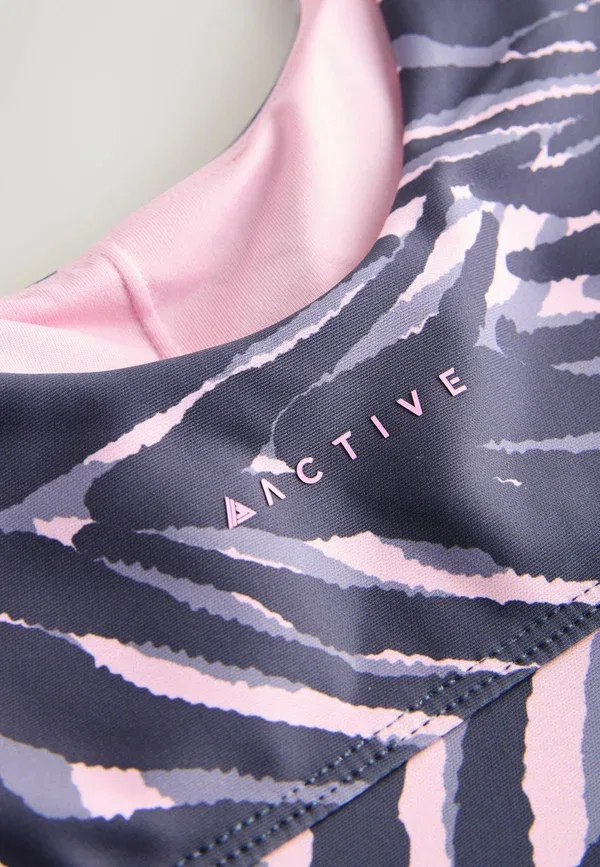 Топ с запахом, Animal Print, Regular fit - active balance scoop back - bustier, Next, Pink Zebra Print, розовый — фото 3