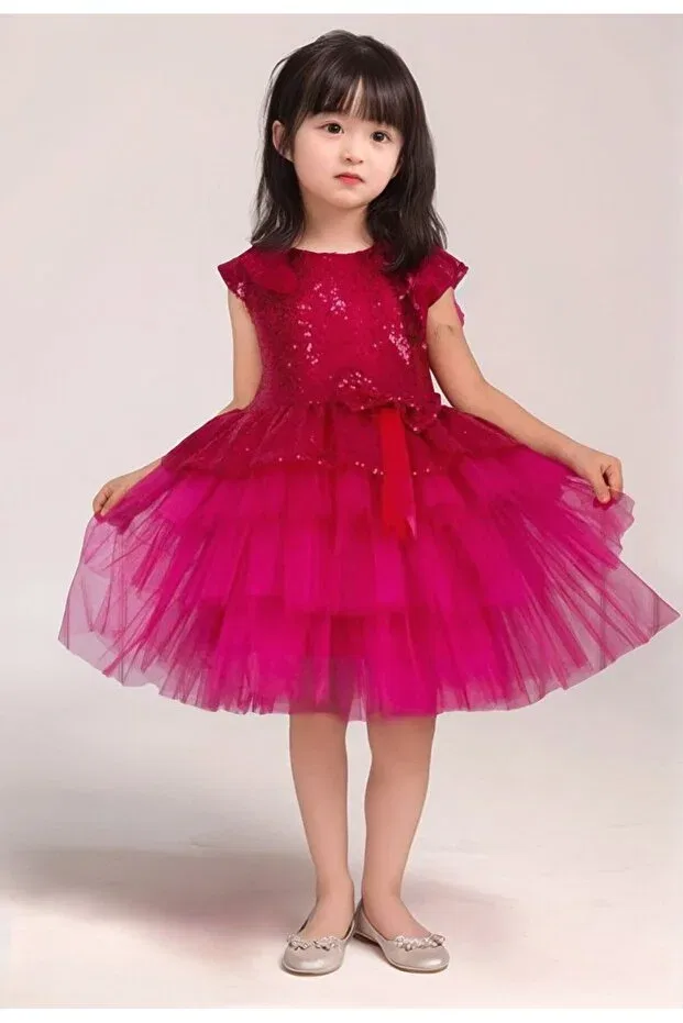 Детское платье для девочек с пайетками Abiyekids, Fuchsia
