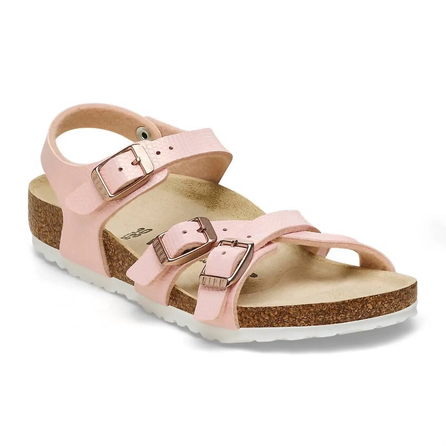 Детские сандалии с перекрещивающимися ремешками Kumba Crossed Straps Birkenstock, Shiny Lizard Light Rose