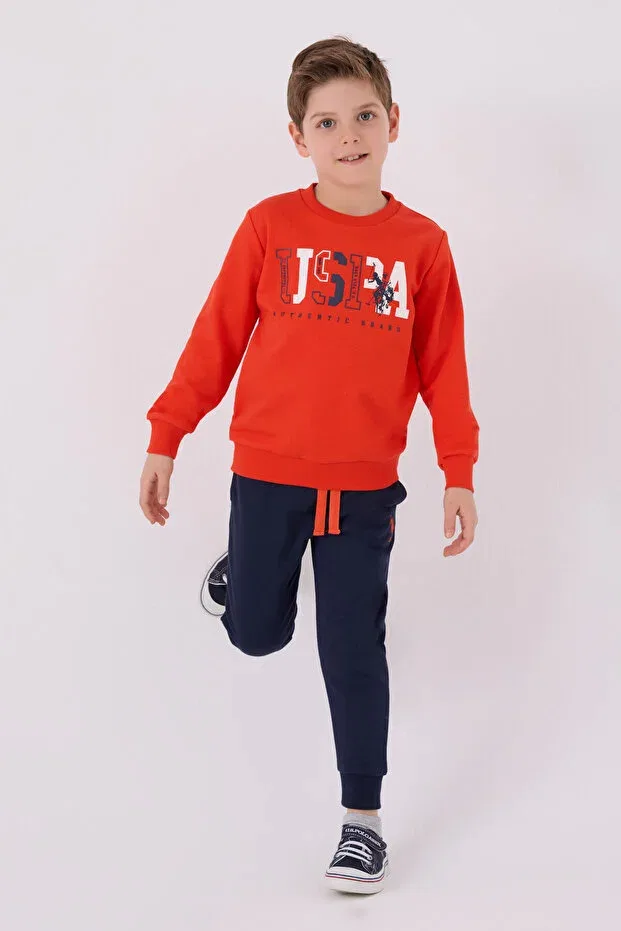 Детский спортивный комплект для мальчиков с принтом U.S. Polo Assn., Orange — фото 3