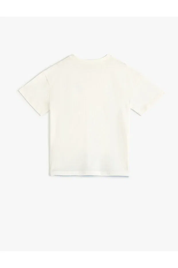 Детская футболка с принтом Oversize t-shirt with tie-dye print detail Koton, Ecru — фото 2