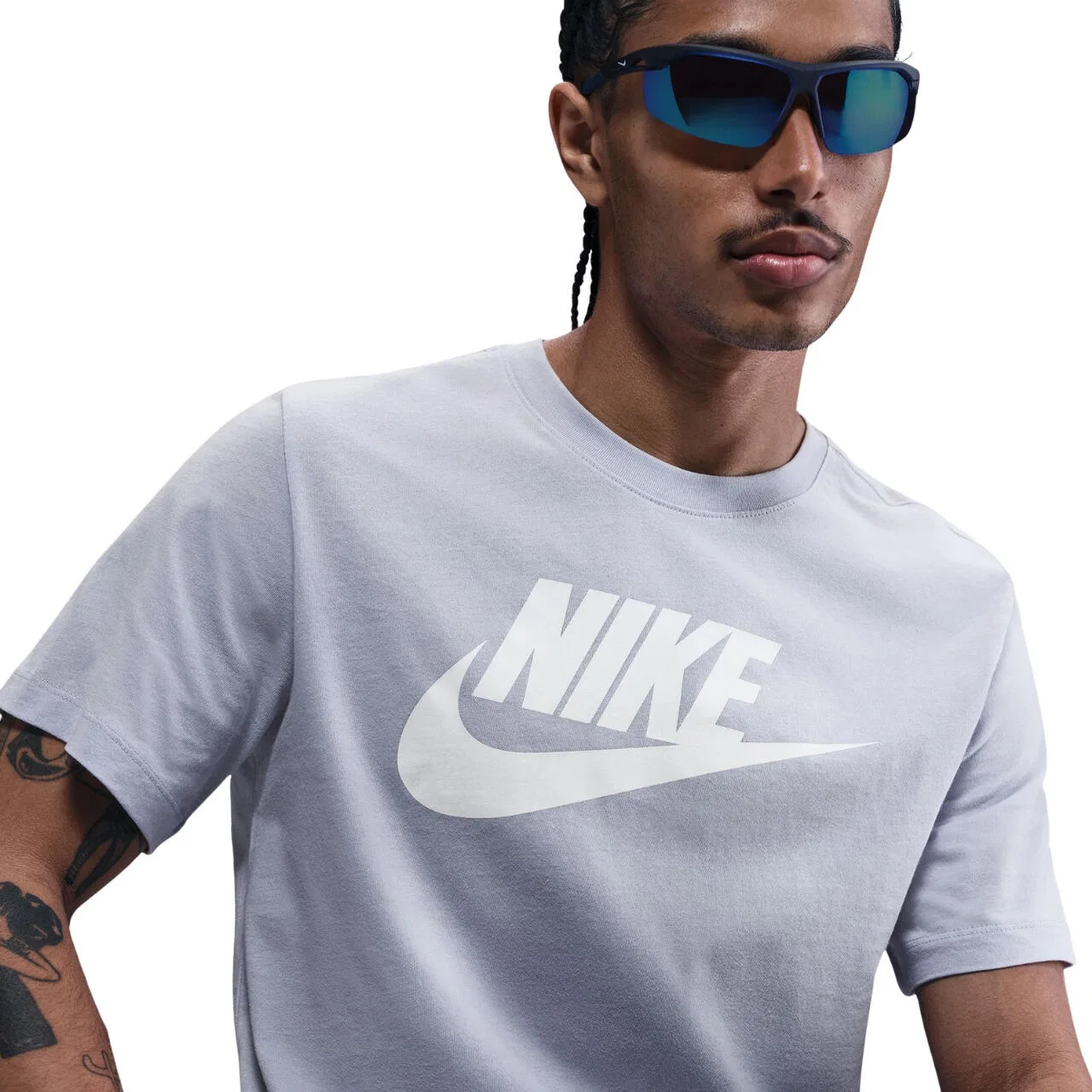 Мужская хлопковая футболка Nike, Grau Blaugrau — фото 4