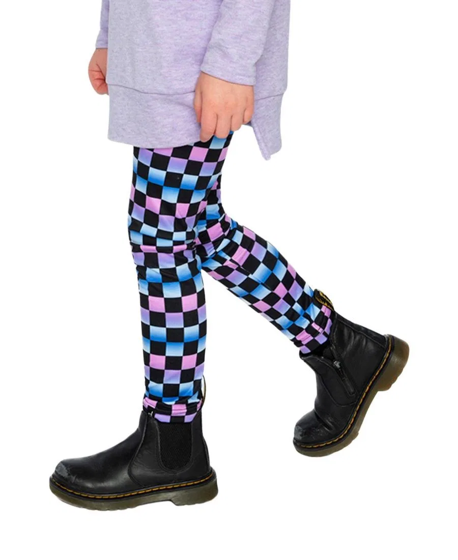 Леггинсы с клетчатым принтом Stardust Unicorn Deux par Deux, Black Checkered Print — фото 4