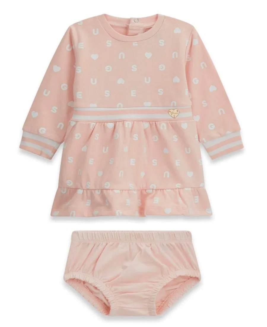 Платье с длинным рукавом и комплект с подгузником GUESS, Blush Pink