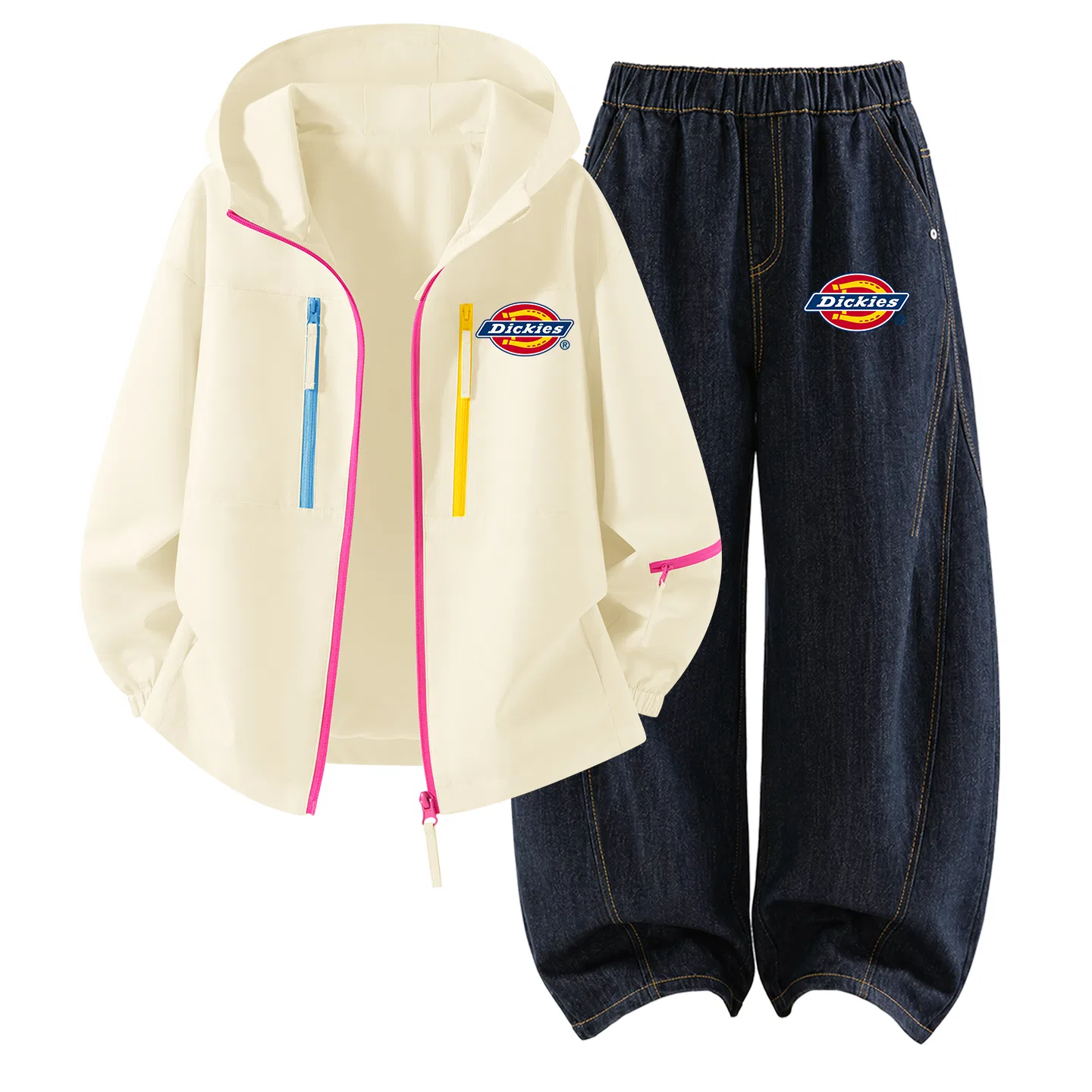 Детский комплект из худи и брюк с принтом Silicone with K Dawn White+Silicone with K Denim Black Blue Dickies