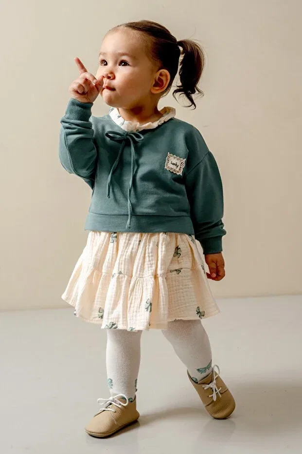 Детский комплект для девочек с длинным рукавом Glam Jnf Kids, Green — фото 4