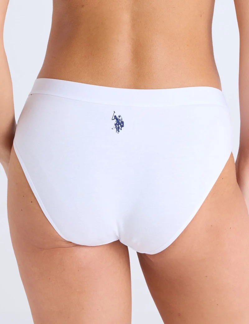 Женский комплект трусов-бикини U.S. Polo Assn. Cotton Span Hi-Cut, 3 шт, темно-синий/белый/серый — фото 4