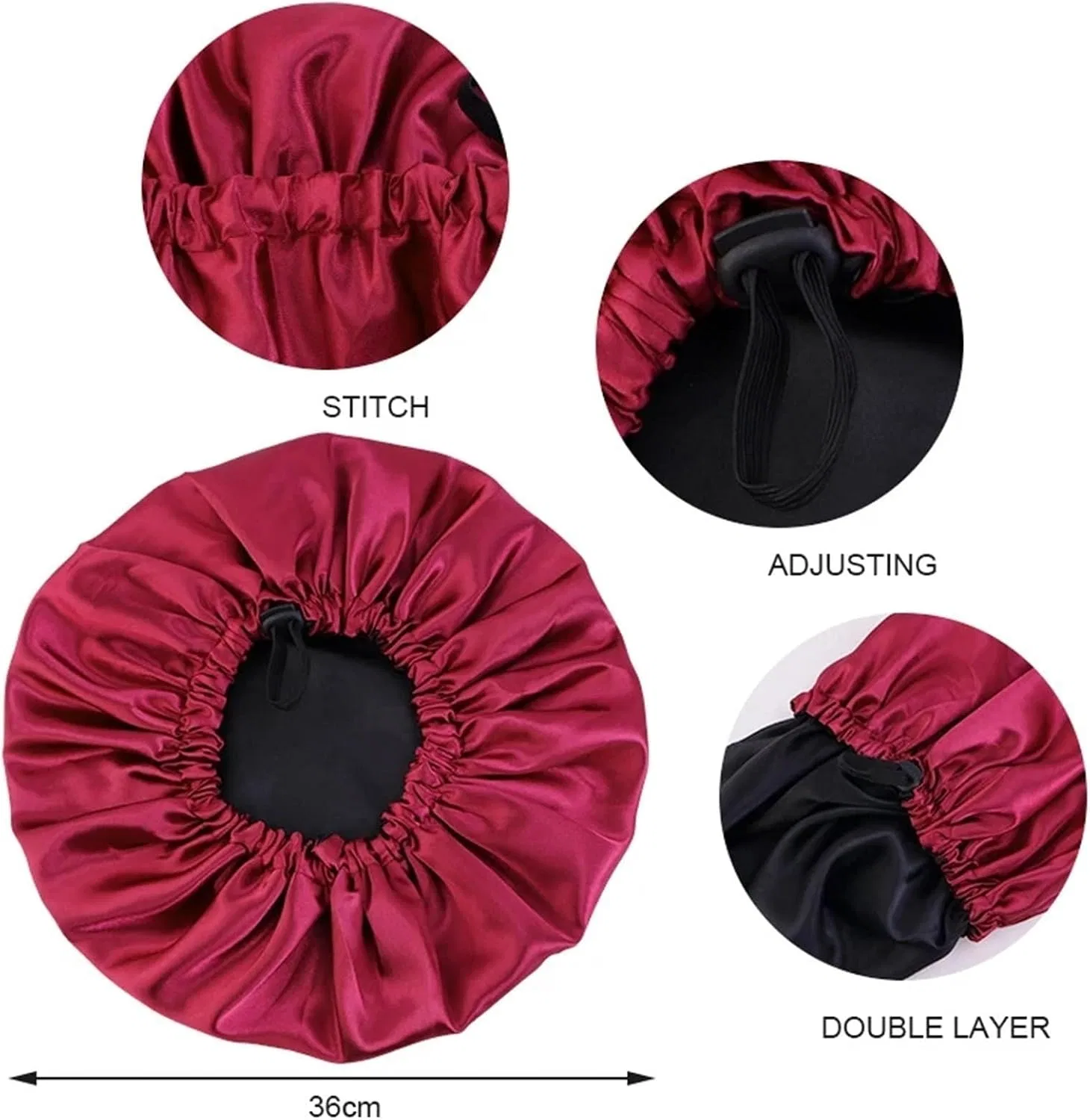Шапочка для сна Silk Cap, LSNNMU, двухслойная, регулируемая, Dark Purple — фото 2