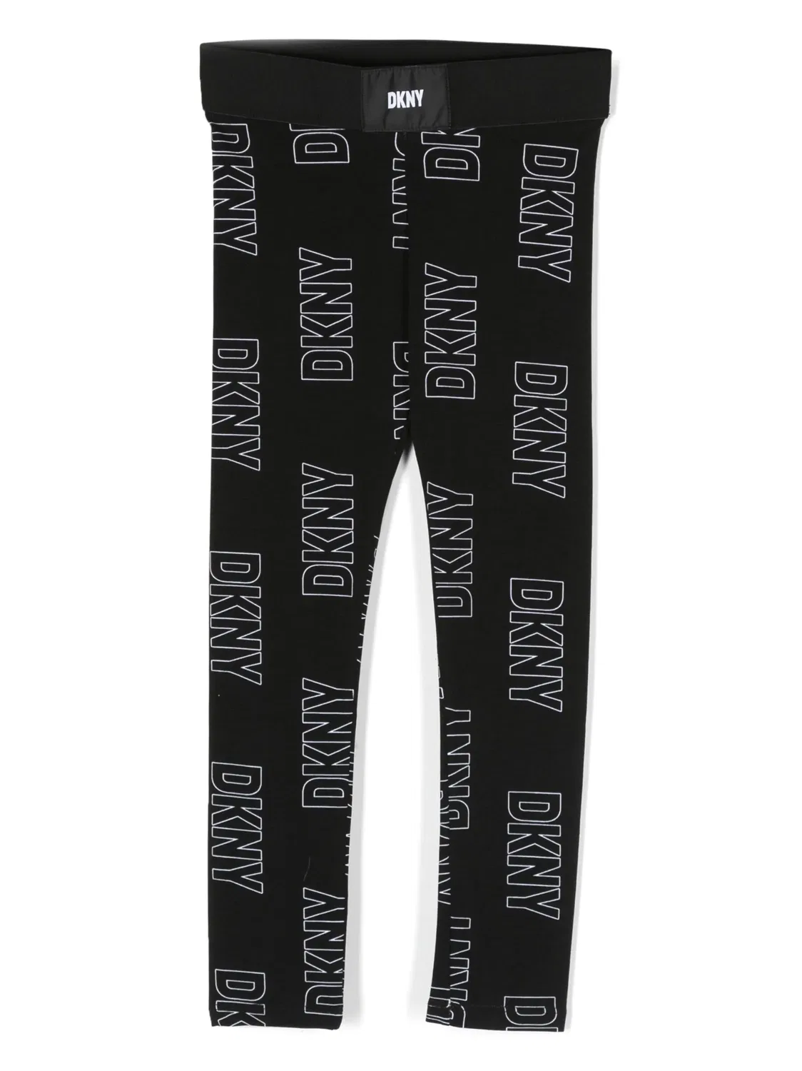 Леггинсы из хлопка-стрейч с логотипом DKNY, черный