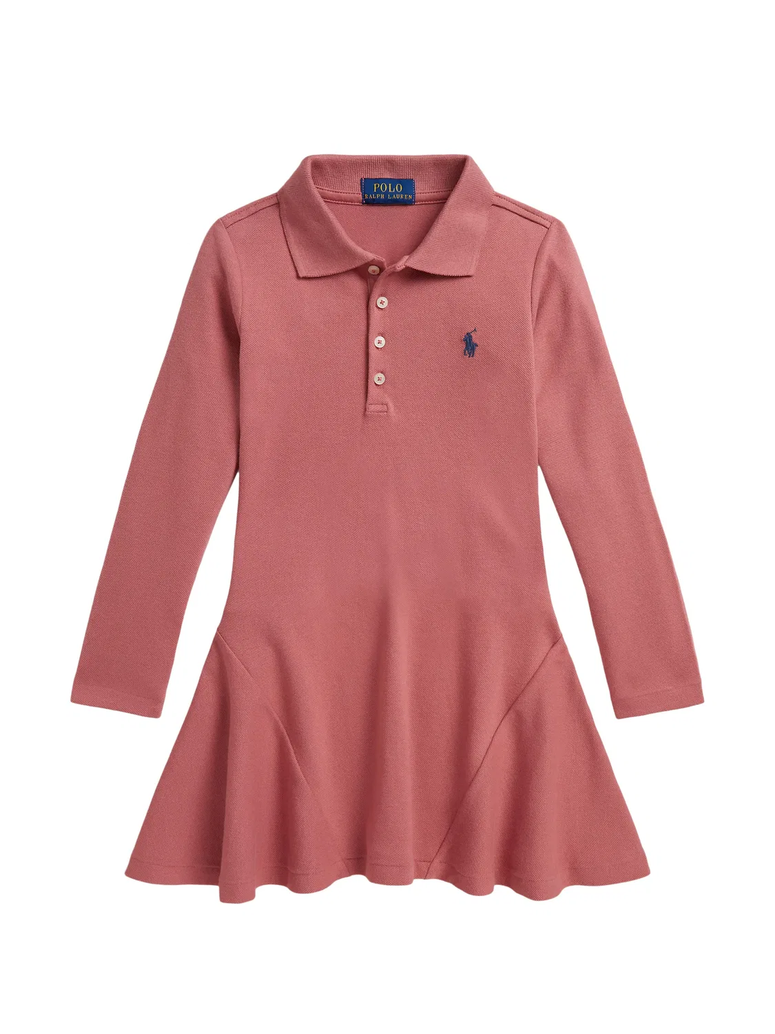 Расклешенное платье с длинными рукавами розовое Polo Ralph Lauren, розовый
