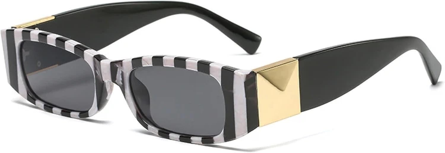 

Винтажные солнцезащитные очки в маленькой оправе для женщин и мужчин. Модные, роскошные, трендовые, для путешествий, панк, с защитой от УФ-излучения UV400 TYUVIVO, Black White Black