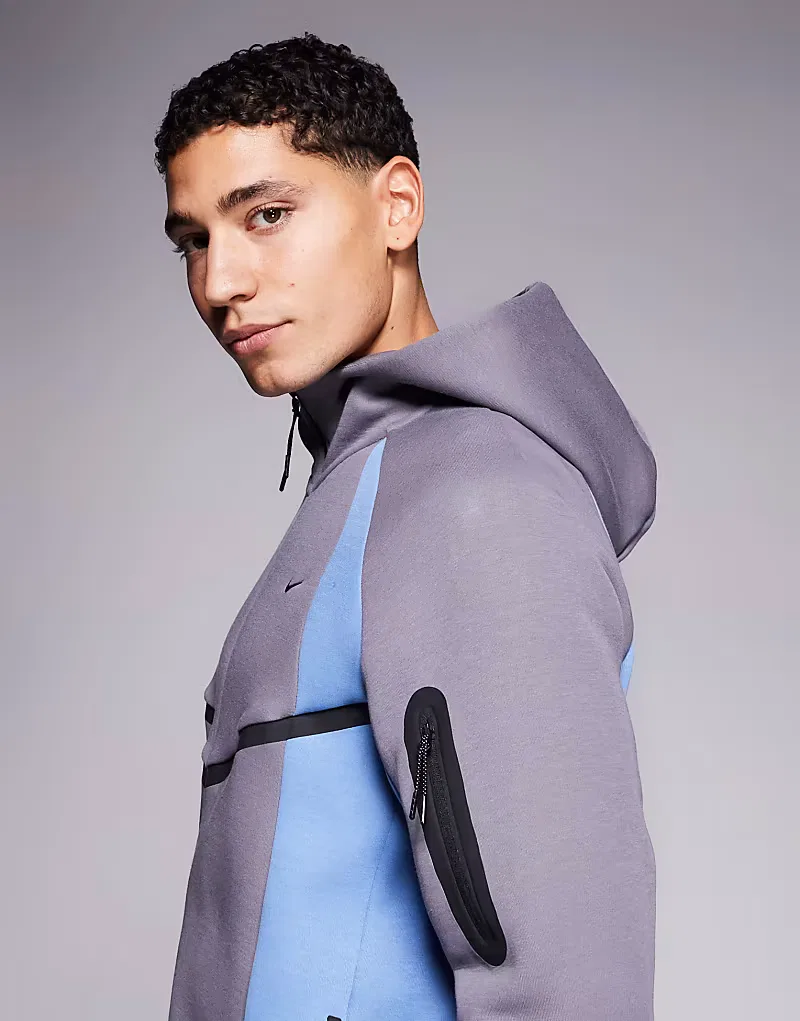 Куртка Nike Tech Fleece Pro на молнии, серо-синяя — фото 4
