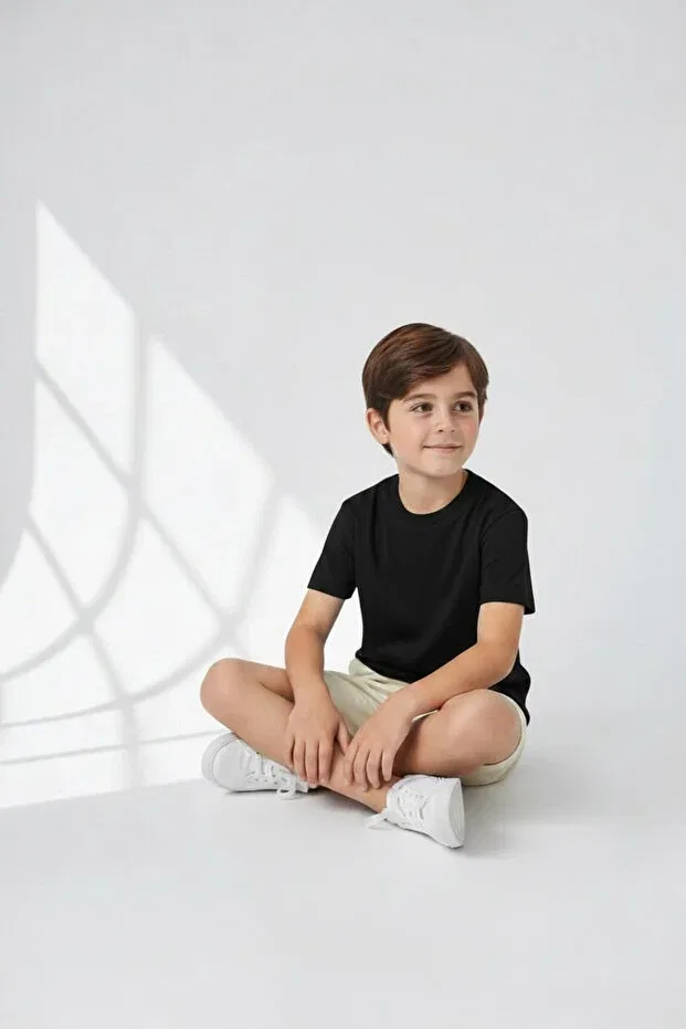 Детская футболка для девочек хлопковая Basic Atölye Kids, T-Shirt Black — фото 4