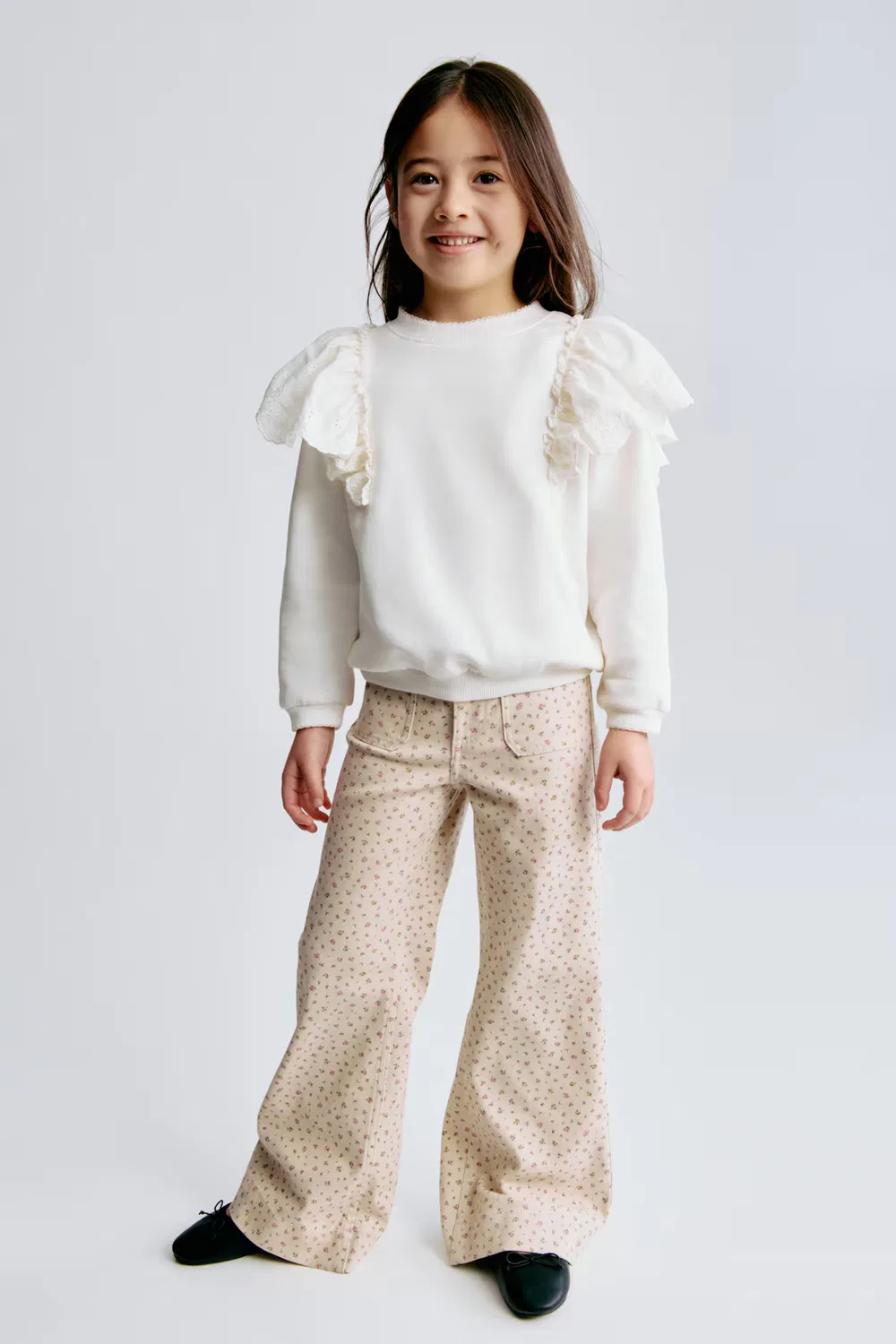 Расклешенные джинсы H&M, Beige/Geblümt