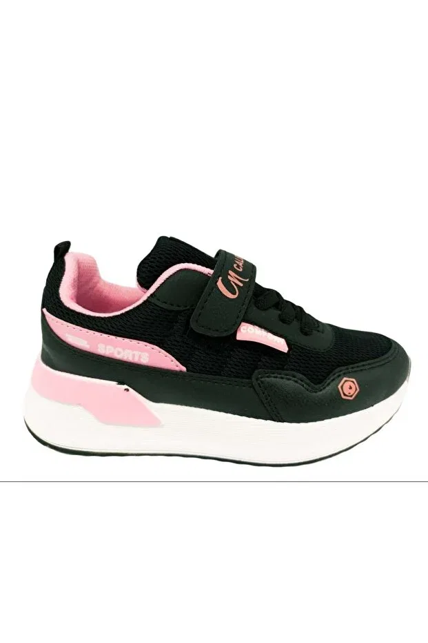 Детские кроссовки для мальчиков с липучкой Pabuç Ailesi, Black And Pink