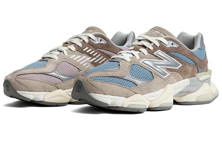 Кроссовки New Balance 9060: Коричнево-серый с голубым — фото 3