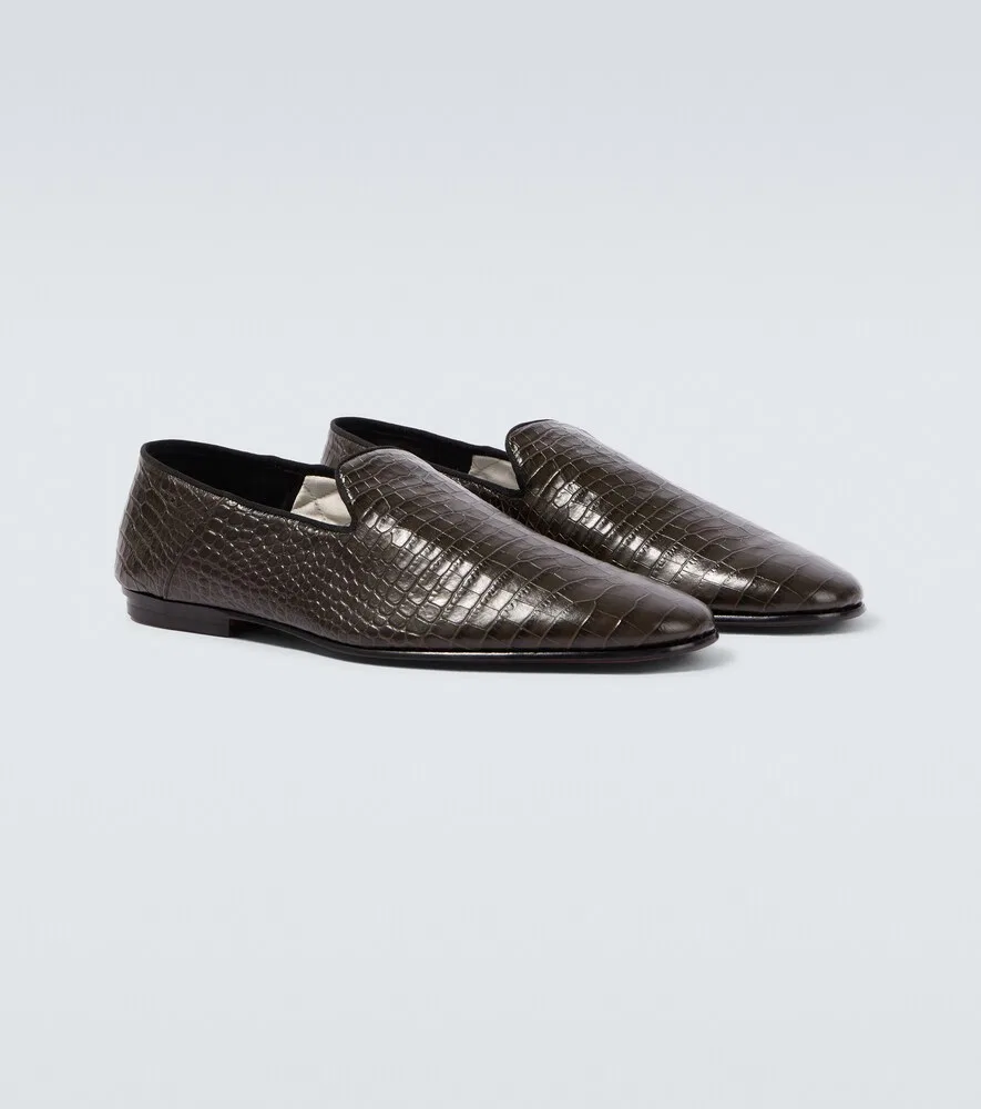 Лоферы Steven из кожи с эффектом крокодиловой кожи Tom Ford, зеленый