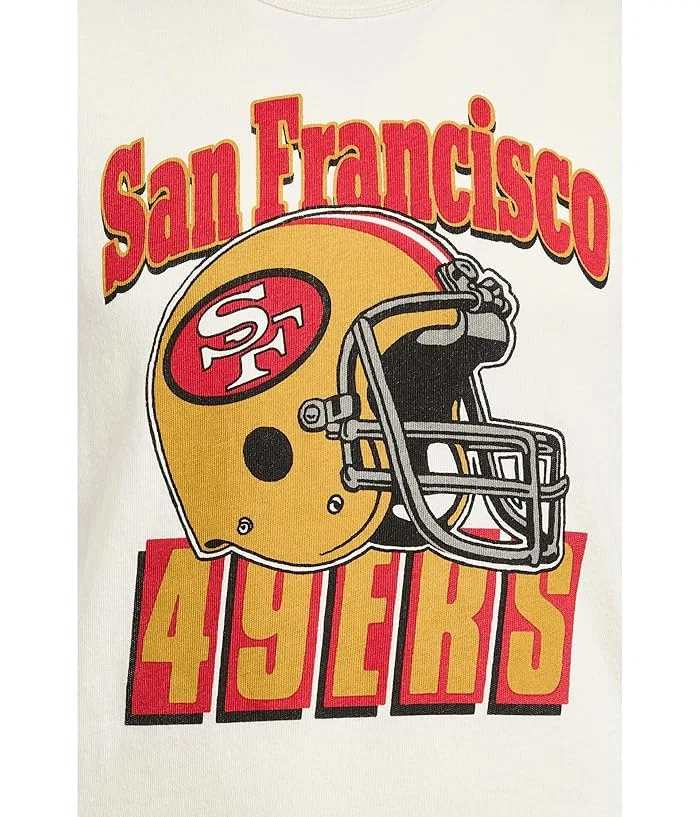 Футболка с принтом San Francisco 49ers NFL San Francisco 49ers Helmet Tee Junk Food Clothing Kids, Vintage White — фото 3