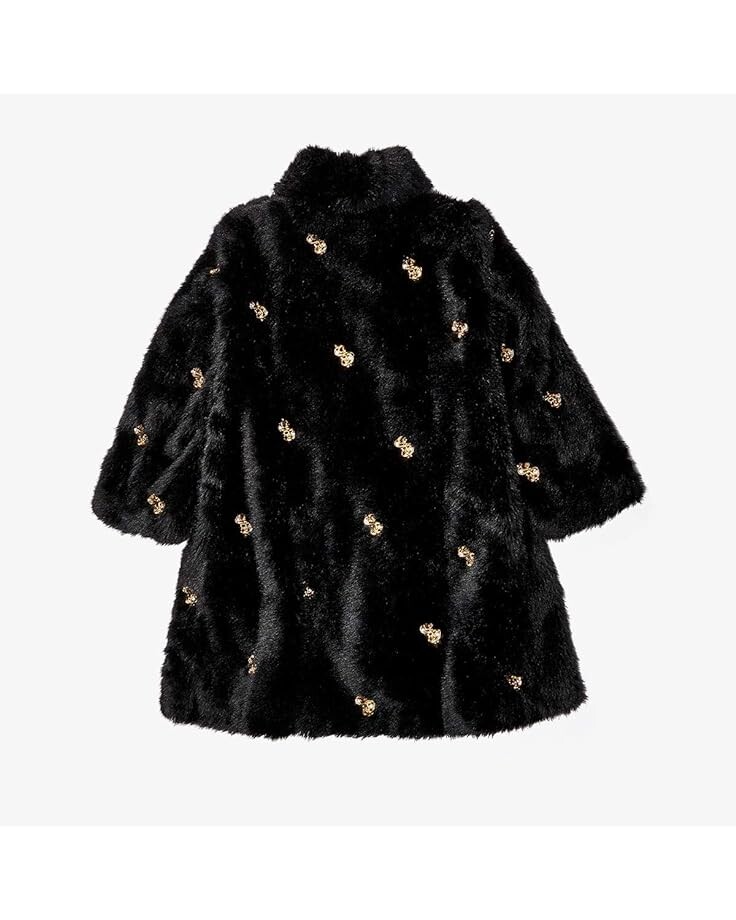 

Пальто Moschino Dollar Sign Faux Fur Coat, черный