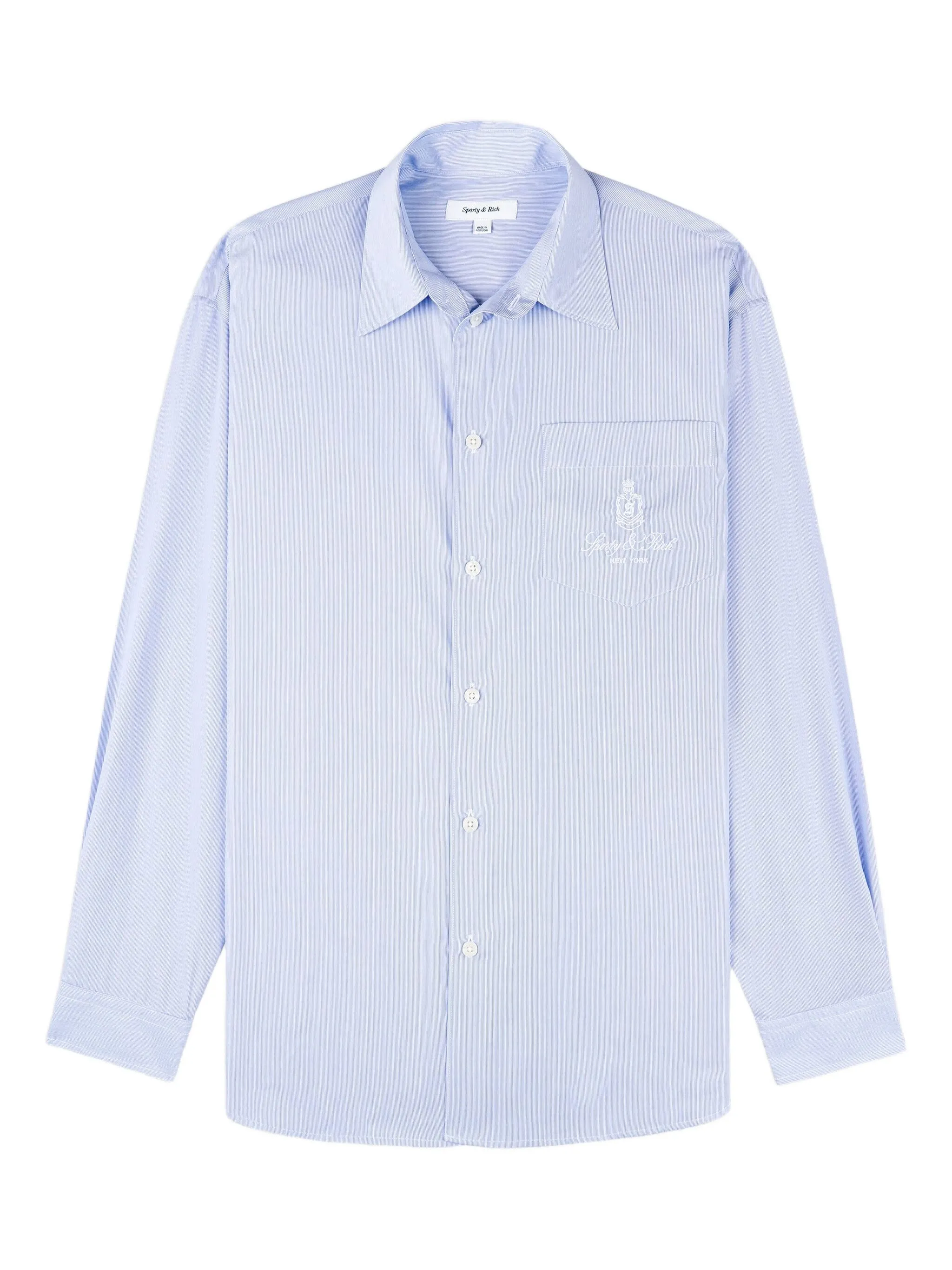 

Полосатая рубашка с вышивкой Sporty & Rich, синий