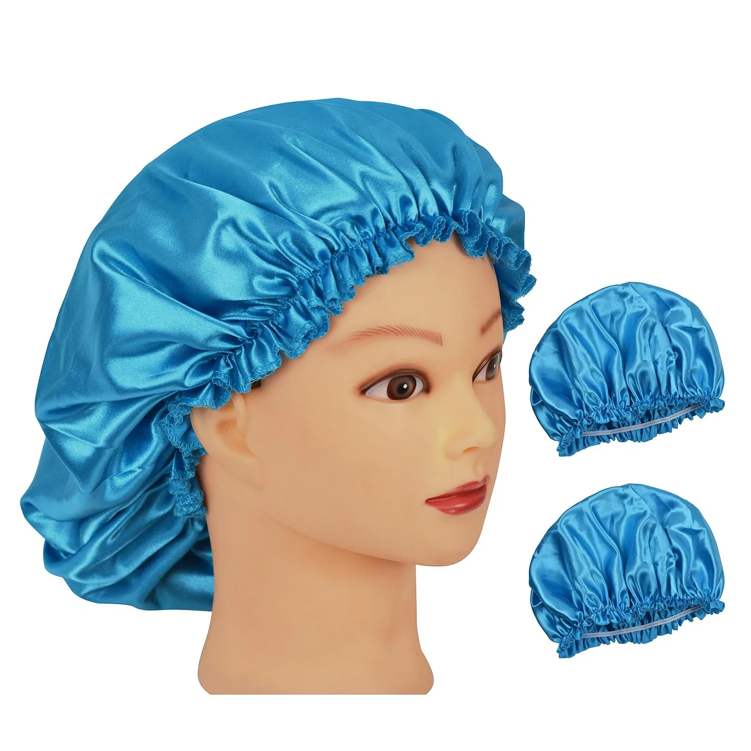 Мягкая дышащая атласная шапочка для сна, 2 шт. Ytbyt, Farbe: Blau
