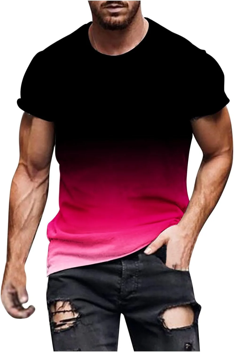 

Мужская футболка с коротким рукавом Performance Top Muscle Fit Ombre Quick Dry Xiaojmake