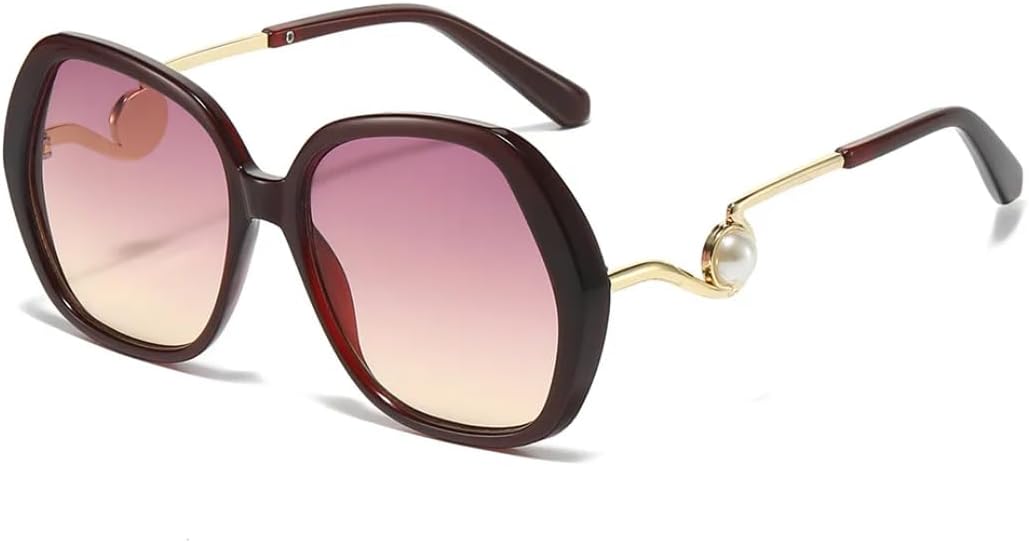 

Модные солнцезащитные очки с многоугольными боковыми жемчужными вставками и металлической оправой неправильной геометрической формы, аксессуары для дужек, женские VFDHN, 3247-c6