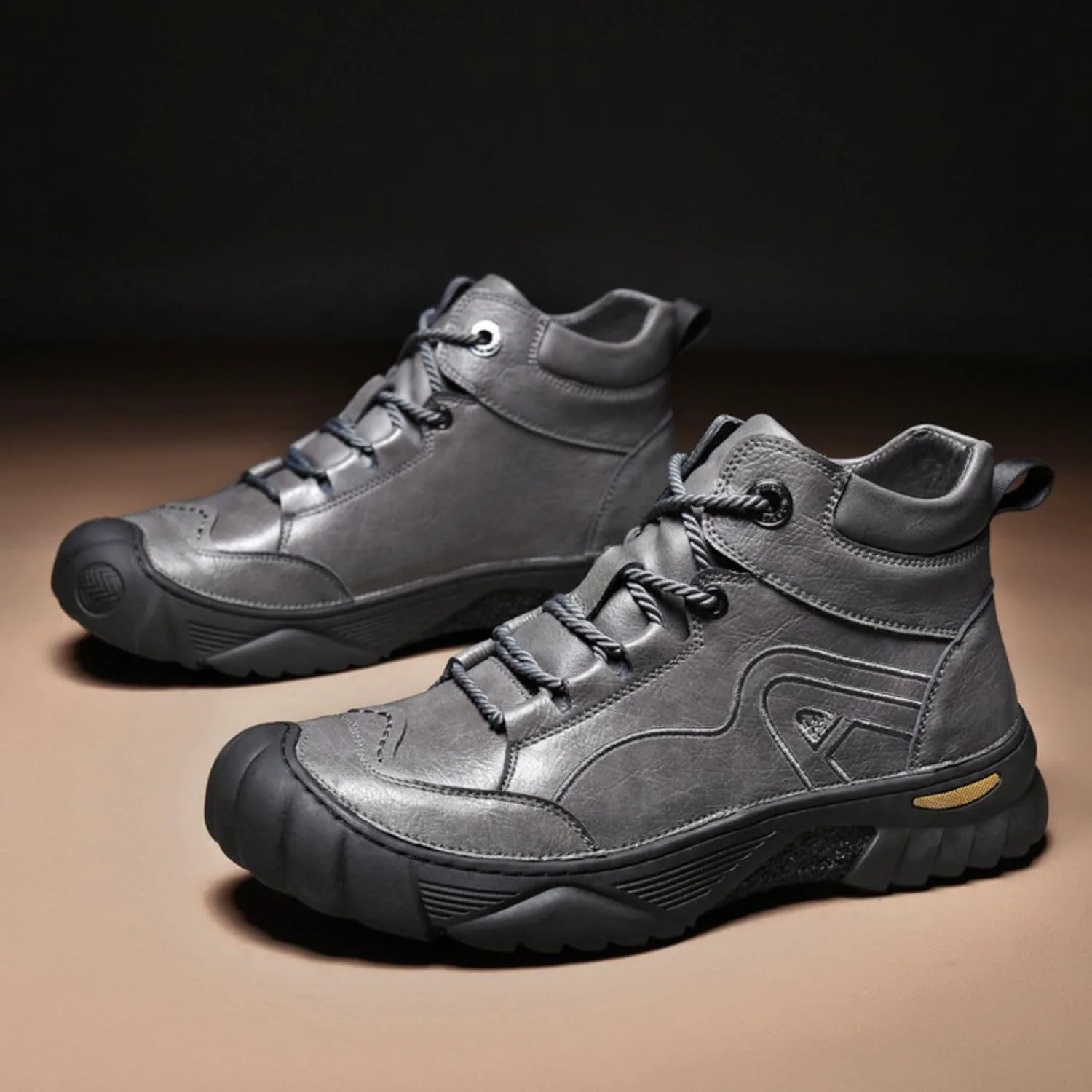 

Мужские кожаные ботинки Crepuscute с шнуровкой, платформой, для походов, водонепроницаемые, противоскользящие, теплые, с круглым носком, зимние, для активного отдыха и прогулок, на щиколотку